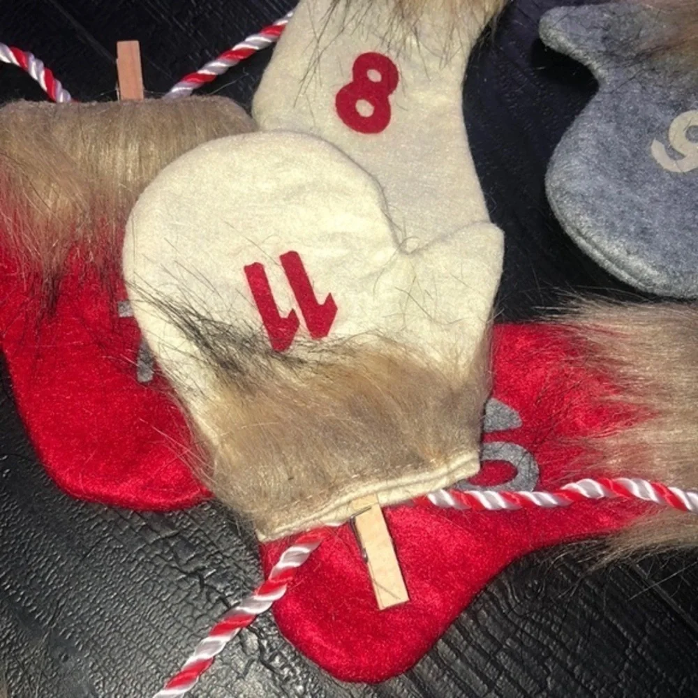 Holiday Farmhouse Countdown To Christmas Mantle Garland Mittens‎ New
